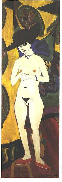 Ernst Ludwig Kirchner Female nude with black hat Norge oil painting art